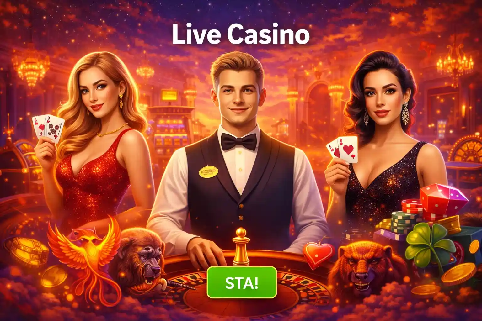 Profesjonelle dealere som ønsker velkommen til live casino bordspill